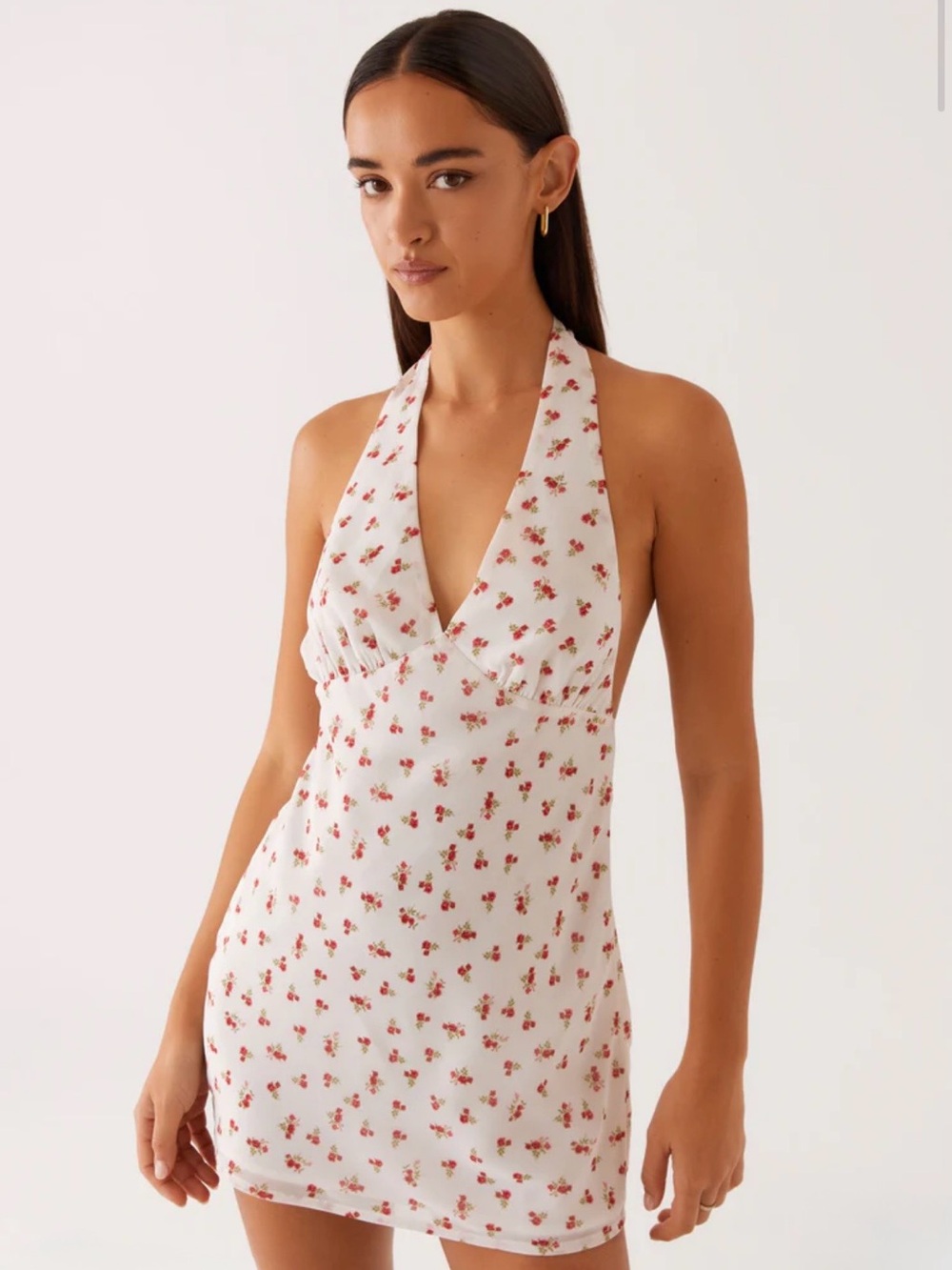 Peppermayo Highlands Halterneck Mini Dress - Red Ditsy Floral